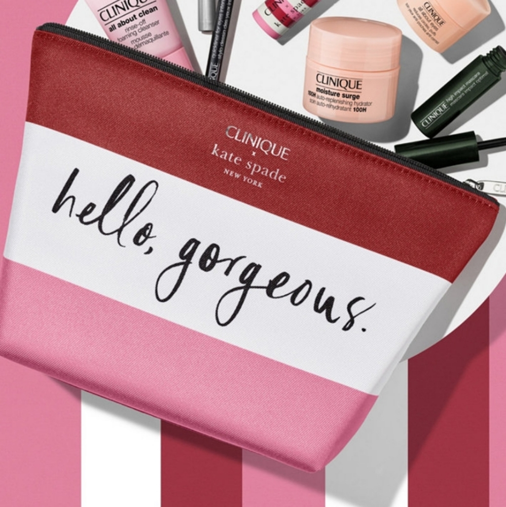 Clinique x Kate Spade makeup cosmetic bag